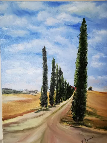 Тоскана. Кипарисы — картина маслом, 45×60 см