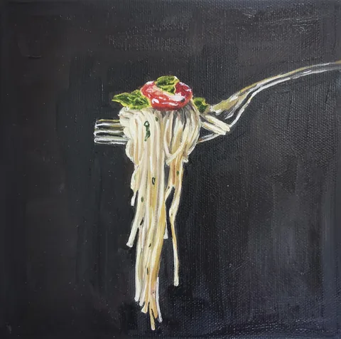 Аль денте. Италия, кухонный натюрморт — картина маслом, 40×40 см