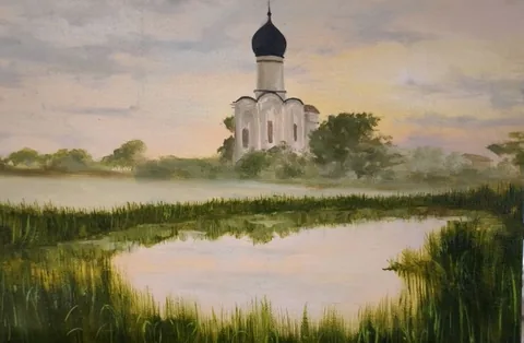 Покрова на Нерли — картина маслом, 60×40 см