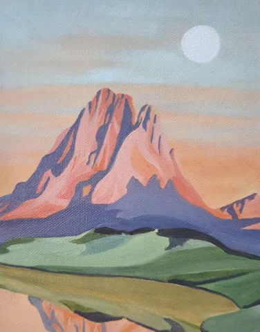 Гора на рассвете — картина маслом, 40×50 см