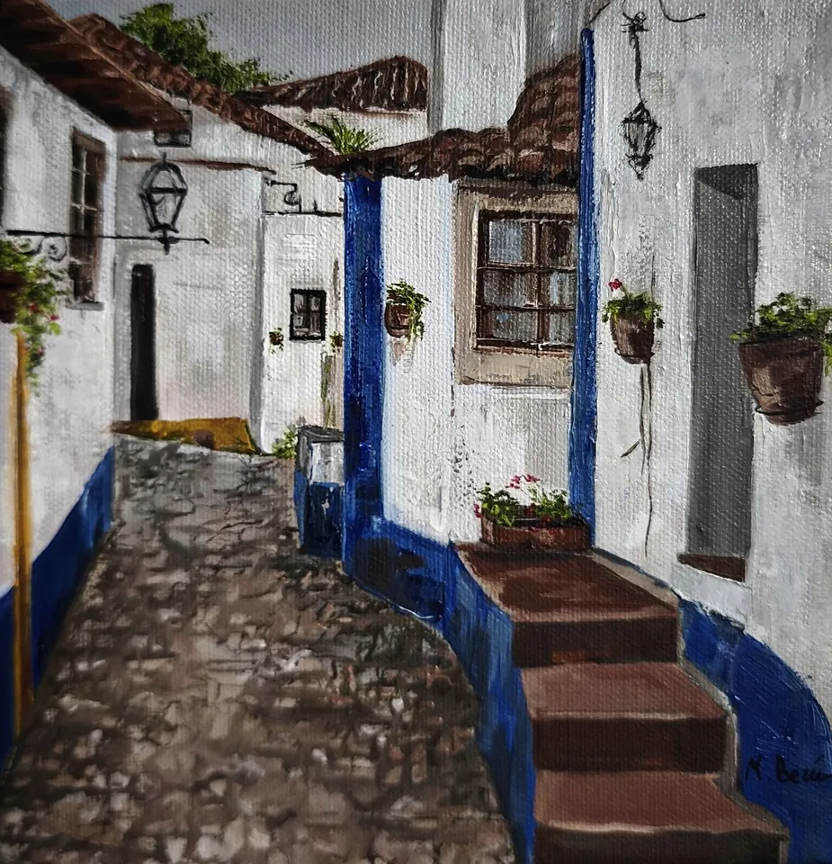Картина маслом «Некуда спешить», Греция, 18×24 см — подарок на свадьбу