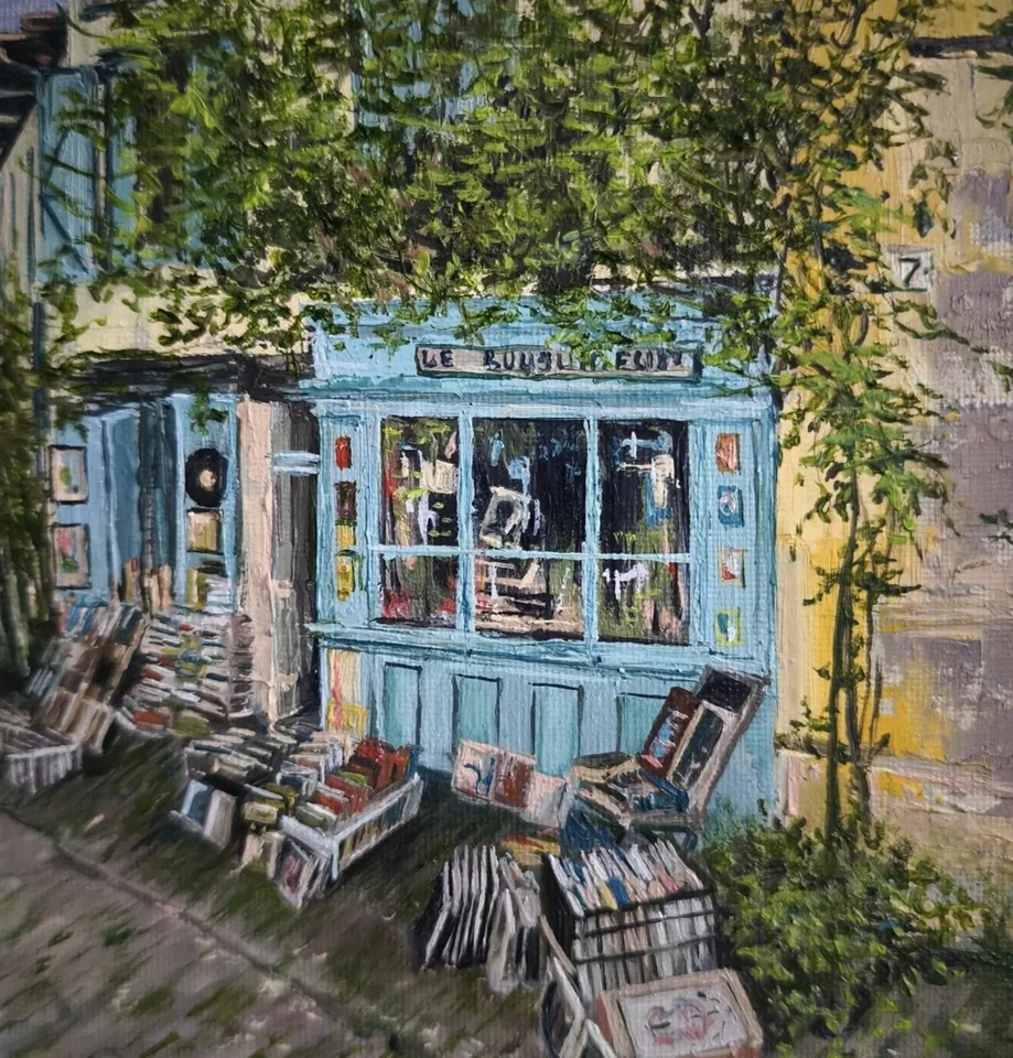Картина маслом «Франция. Букинист», 15×15 см — подарок до 10 000 ₽