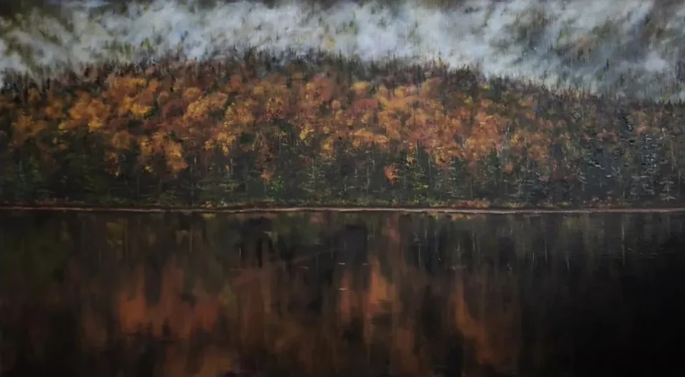 Картина маслом «Зеркало леса», 50×90 см — картина на юбилей